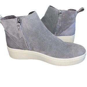 Tom Verona Mid Platform Sneaker In Gray Suede Booties Zip Side Sz 8